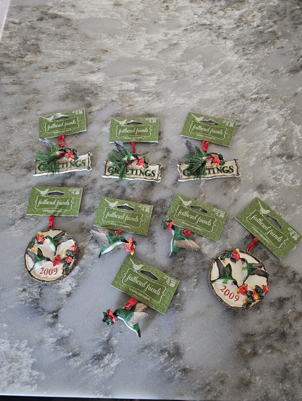 Target Feathered Friends Ornaments Lot 8 Hummingbird Christmas 2009 Birds NWT